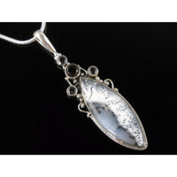 Dendritic Opal & Smoky Topaz & Onyx Sterling Silver Pendant/Necklace