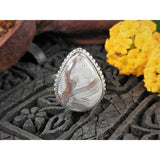 Lace Agate Sterling Silver Ring - Size 8