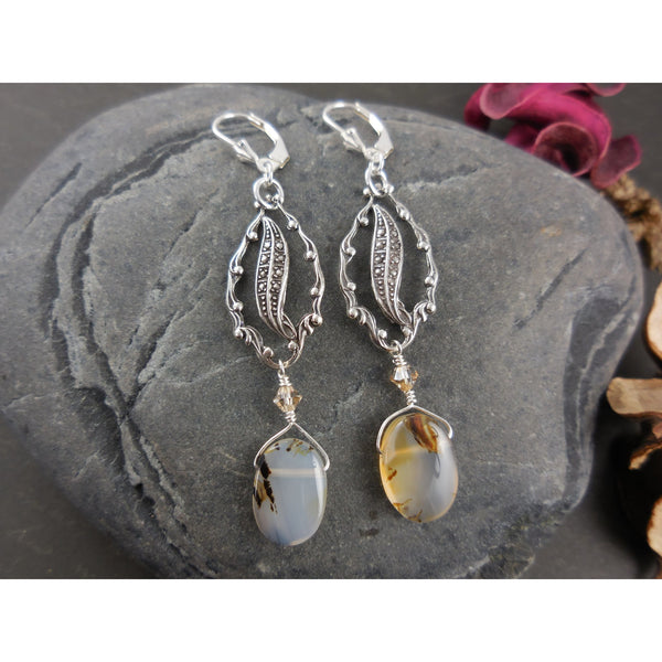 Sterling Silver Montana Agate Earrings