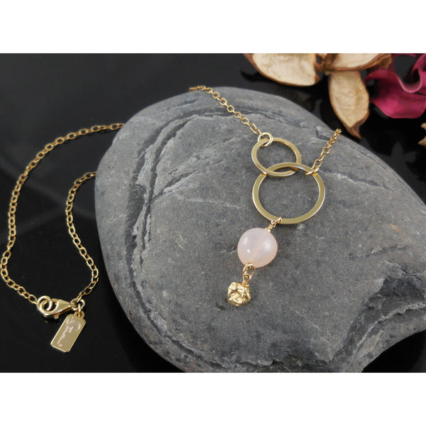 Gold-Filled Pink Chalcedony Chain Necklace