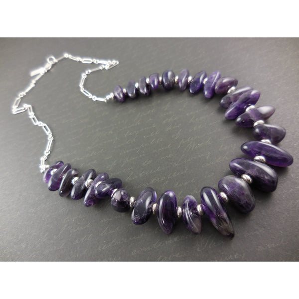 Sterling Silver Amethyst Gemstone Chain Necklace