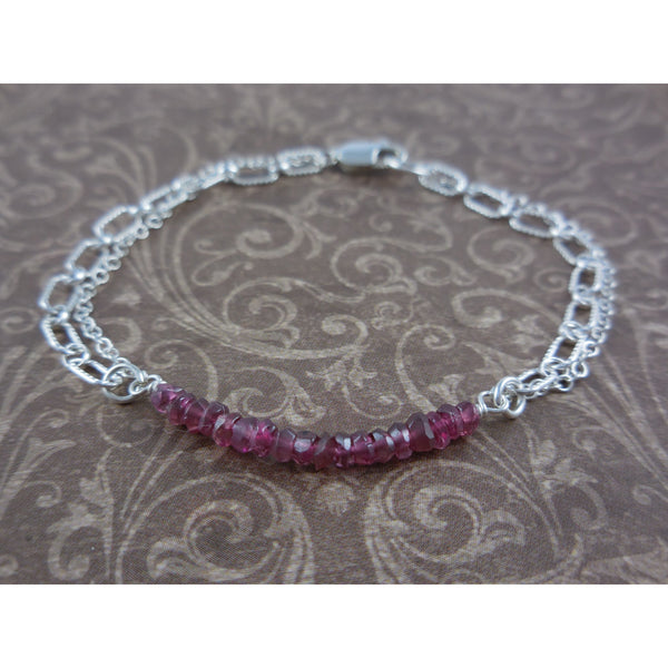 Sterling Silver Ruby Corundum Chain Bracelet