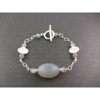 Sterling Silver Agate Chain Toggle Bracelet