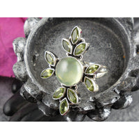 Prehnite & Peridot Sterling Silver Ring - Size 6.5