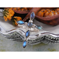 Labradorite Sterling Silver Cross Ring - Size 6.0