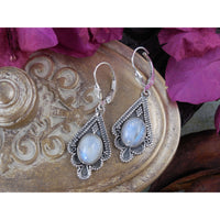 Moonstone Cabochon Sterling Silver Earrings
