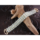 Handwoven Aquamarine Gemstone 3-Row Bracelet