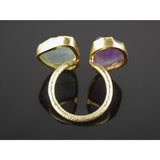 Amethyst & Aquamarine (Rough) .925 Vermeil Ring - Size 5.75