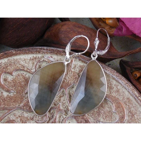Brown Sapphire Sterling Silver Earrings