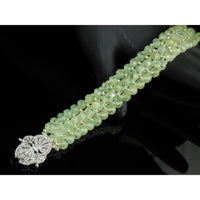 Handwoven Prehnite Gemstone Sterling Silver Bracelet