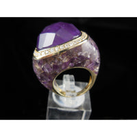 Chunky Amethyst & White Topaz Gemstone Ring - Size 6.25 - Unique!