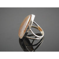 Brown Moss Agate Sterling Silver Ring - Size 7.0