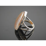 Brown Moss Agate Sterling Silver Ring - Size 7.0