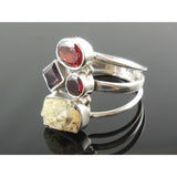 Garnet & Ethiopian Opal (Rough) Sterling Silver Ring - Size 8.5