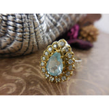 Blue Topaz & CZ Sterling Silver and Brass Ring - Size 6.75