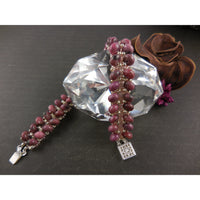 Handwoven Rhodonite Gemstone Sterling Silver Bracelet