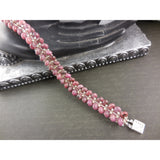 Handwoven Rhodonite Gemstone Sterling Silver Bracelet