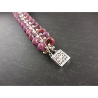 Handwoven Rhodonite Gemstone Sterling Silver Bracelet