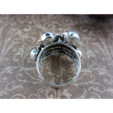 Moonstone & Lapis Gemstone Sterling Silver Ring - Size 6.50