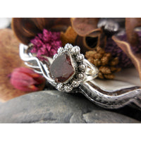 Garnet Rough Sterling Silver Ring - Size 6.25