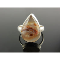 Tube Agate Sterling Silver Ring - Size 8.25