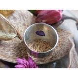 Natural Amethyst Rough Gemstone Sterling & Brass Ring - Size 8