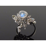 Moonstone Sterling Silver Fairy Ring -  Size 8.5