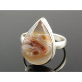 Tube Agate Sterling Silver Ring - Size 8.25