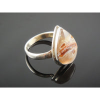 Tube Agate Sterling Silver Ring - Size 8.25