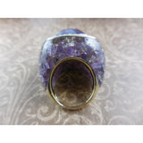 Chunky Amethyst & White Topaz Gemstone Ring - Size 6.25 - Unique!