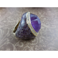 Chunky Amethyst & White Topaz Gemstone Ring - Size 6.25 - Unique!
