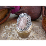 Morganite (Rough) Sterling Silver Ring - Size 6.0