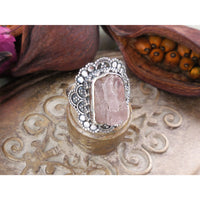 Morganite (Rough) Sterling Silver Ring - Size 6.0