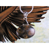 Chiastolite & Smoky Topaz Sterling Silver Pendant/Necklace