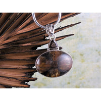 Chiastolite & Smoky Topaz Sterling Silver Pendant/Necklace