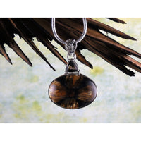 Chiastolite & Smoky Topaz Sterling Silver Pendant/Necklace
