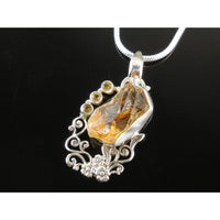 Citrine (Rough & Faceted) Sterling Silver Pendant/Necklace