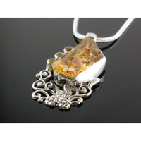 Citrine (Rough & Faceted) Sterling Silver Pendant/Necklace
