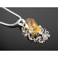 Citrine (Rough & Faceted) Sterling Silver Pendant/Necklace