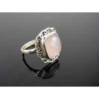 Pink Chalcedony Sterling Silver Ring - Size 6.5