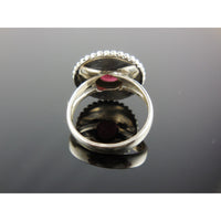 Garnet Gemstone Sterling Silver Ring - Size 6.25