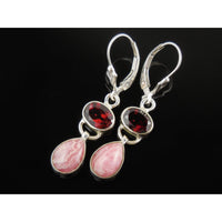 Garnet & Rhodochrosite Sterling Silver Earrings