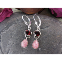 Garnet & Rhodochrosite Sterling Silver Earrings