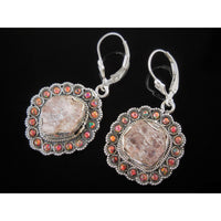 Morganite (Rough) & Fire Opal (Lab) Sterling Silver Earrings