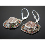 Morganite (Rough) & Fire Opal (Lab) Sterling Silver Earrings