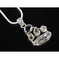 Herkimer Diamond (Quartz) & Onyx Sterling Silver Pendant/Necklace