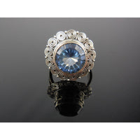 Blue Quartz Sterling Silver Ring - Size 7.5