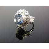 Blue Quartz Sterling Silver Ring - Size 7.5