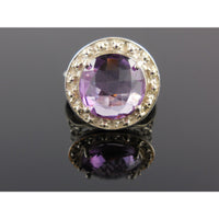 Amethyst Quartz Gemstone Sterling Silver Ring - Size 7.75