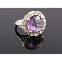 Amethyst Quartz Gemstone Sterling Silver Ring - Size 7.75